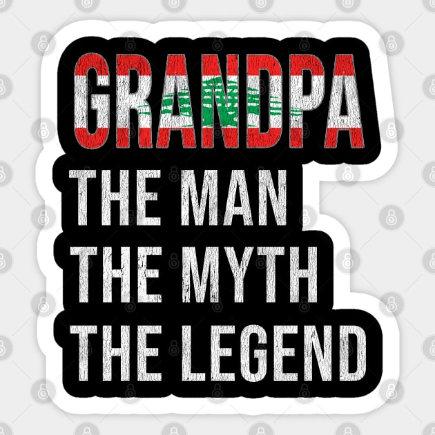 Grand Father Lebanese Grandpa The Man The Myth The Legend - Gift for Lebanese Dad With Roots From  Lebanon Sticker by Country Flags